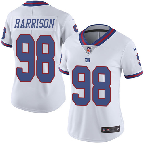 Nike Giants #98 Damon Harrison White Women's Stitched NFL Limited Rush Jersey
